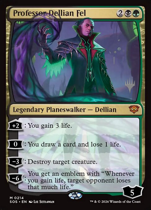 Professor Dellian Fel highlighted card art