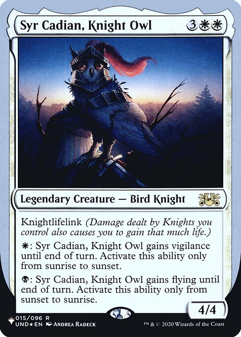Syr Cadian, Knight Owl highlighted card art