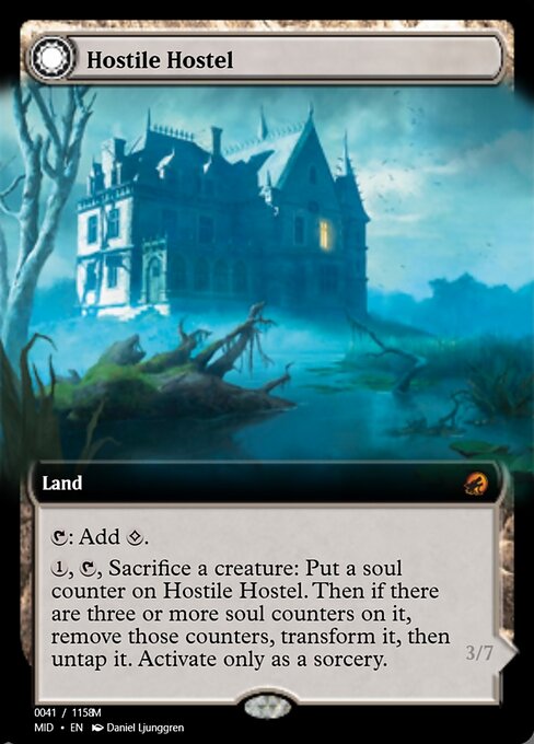 Hostile Hostel // Creeping Inn highlighted card art