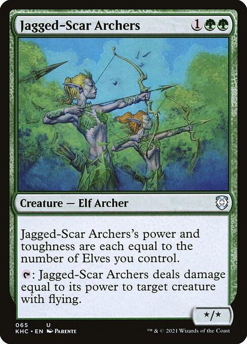 Jagged-Scar Archers highlighted card art