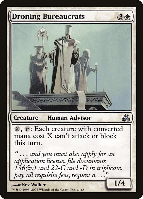 Droning Bureaucrats highlighted card art