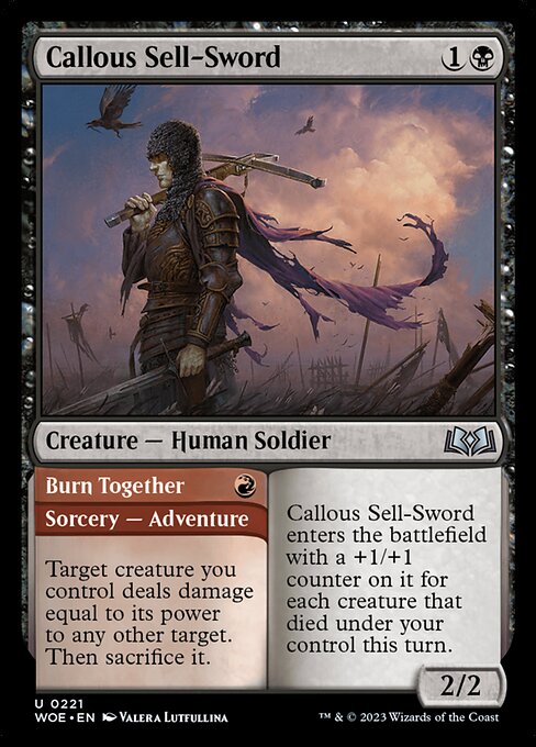 Callous Sell-Sword // Burn Together highlighted card art