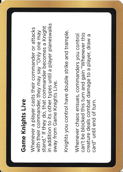 Game Knights Live highlighted card art