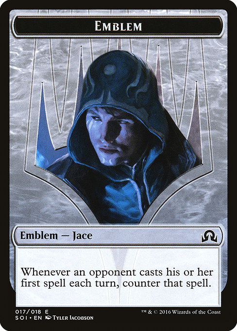 Jace, Unraveler of Secrets Emblem from Shadows over Innistrad Tokens