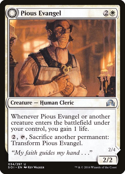 Pious Evangel // Wayward Disciple from Shadows over Innistrad