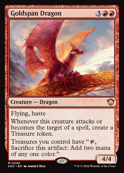 Goldspan Dragon from Secrets of Strixhaven Commander