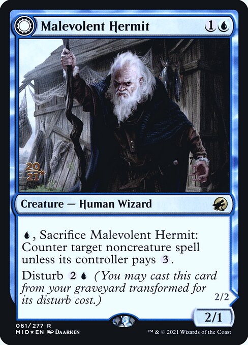 Malevolent Hermit // Benevolent Geist from Innistrad: Midnight Hunt Promos