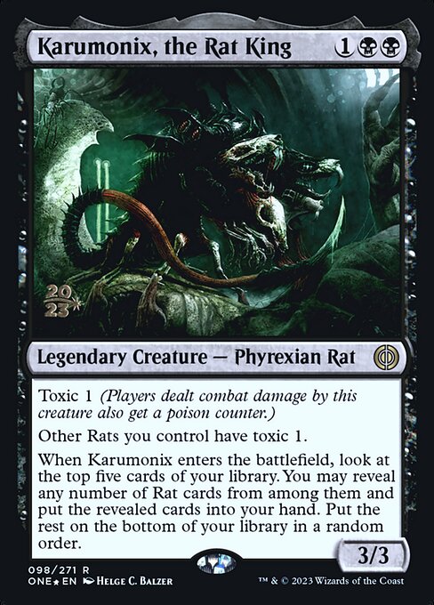 Karumonix, the Rat King from Phyrexia: All Will Be One Promos