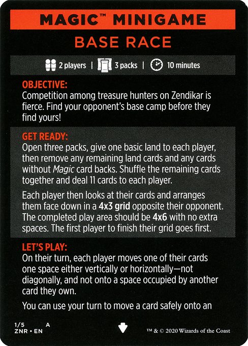 Base Race // Base Race (cont'd) from Zendikar Rising Minigames