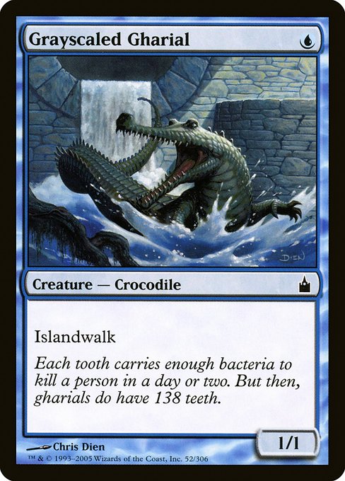 Grayscaled Gharial highlighted card art