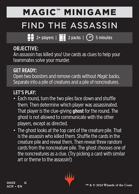 Find the Assassin // Find the Assassin (cont'd) highlighted card art