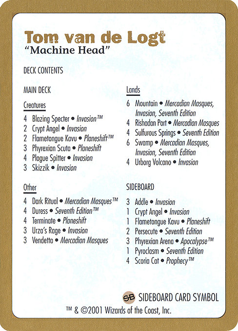 Tom van de Logt Decklist (2001) highlighted card art
