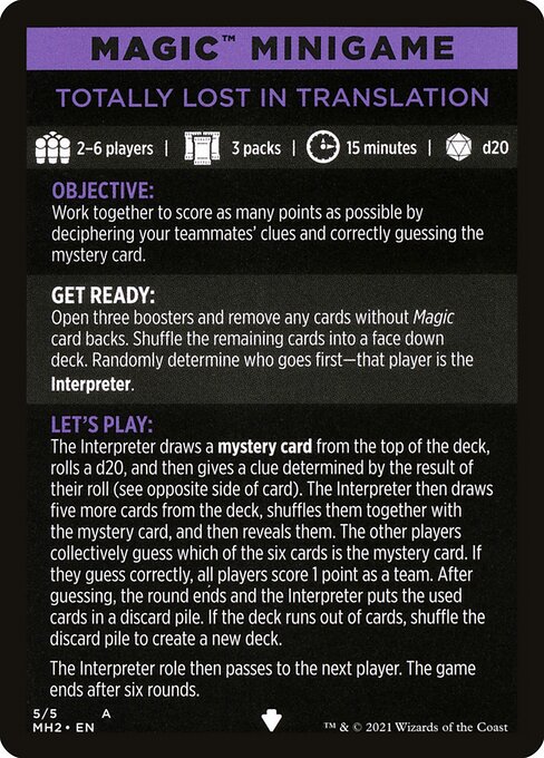 Totally Lost in Translation // Totally Lost in Translation (cont'd) from Modern Horizons 2 Minigames