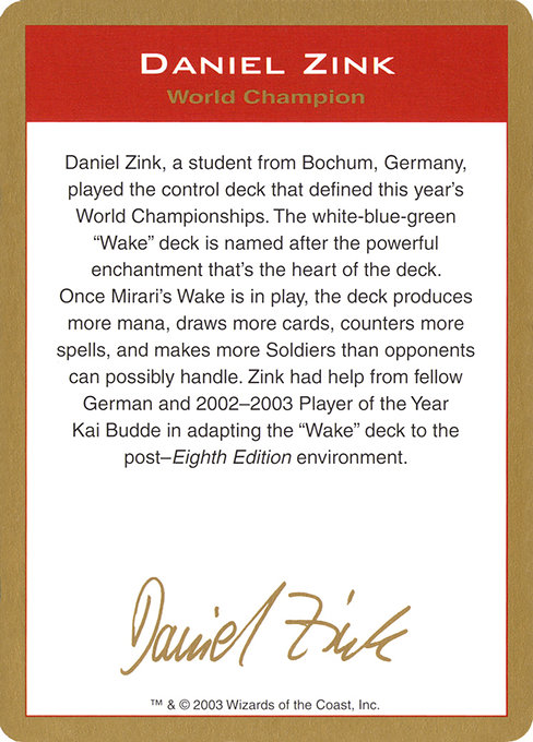Daniel Zink Bio highlighted card art