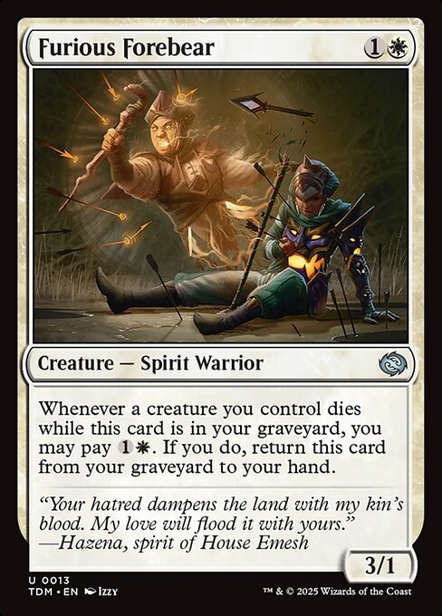 Furious Forebear highlighted card art