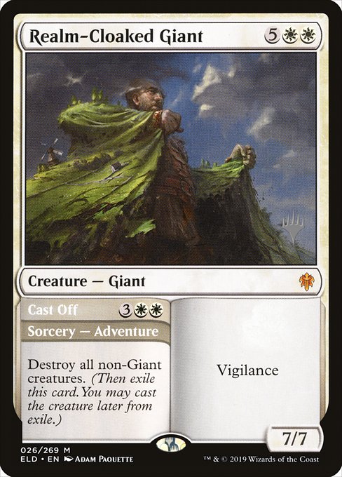 Realm-Cloaked Giant // Cast Off from Throne of Eldraine Promos