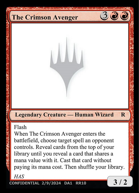 The Crimson Avenger highlighted card art