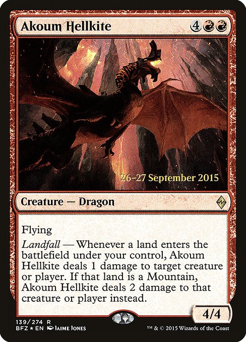 Akoum Hellkite from Battle for Zendikar Promos