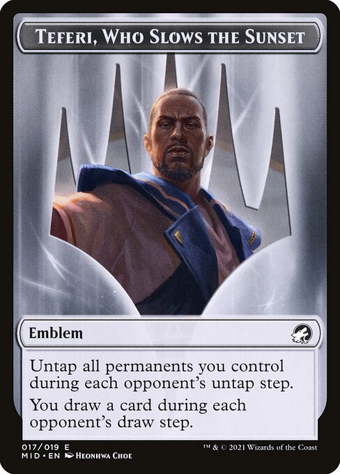 Teferi, Who Slows the Sunset Emblem highlighted card art