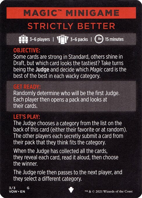 Strictly Better // Strictly Better (cont'd) from Innistrad: Crimson Vow Minigames
