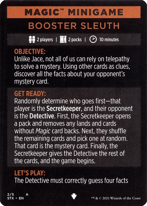 Booster Sleuth // Booster Sleuth (cont'd) from Strixhaven: School of Mages Minigames