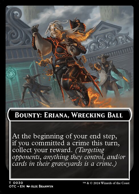 Bounty: Eriana, Wrecking Ball // Wanted! from Outlaws of Thunder Junction Commander Tokens