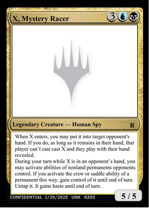 X, Mystery Racer highlighted card art