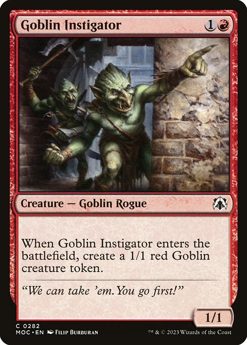 Goblin Instigator from March of the Machine Commander