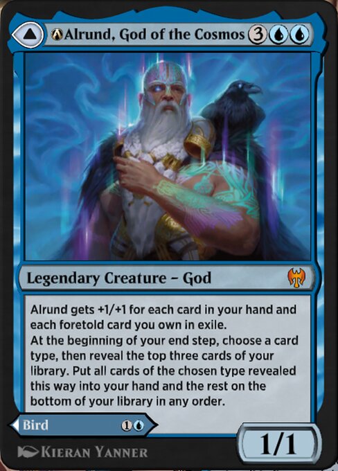 A-Alrund, God of the Cosmos // A-Hakka, Whispering Raven highlighted card art