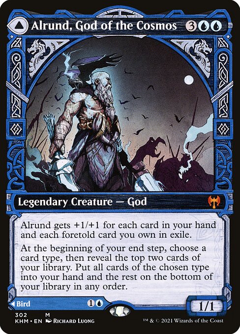 Alrund, God of the Cosmos // Hakka, Whispering Raven from Kaldheim