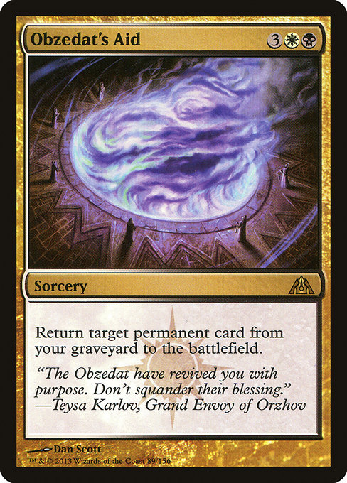 Obzedat's Aid highlighted card art
