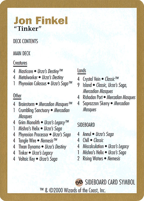 Jon Finkel Decklist highlighted card art