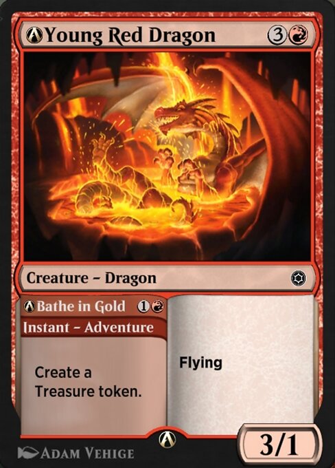 A-Young Red Dragon // A-Bathe in Gold highlighted card art