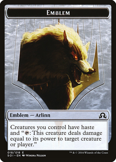 Arlinn, Embraced by the Moon Emblem from Shadows over Innistrad Tokens