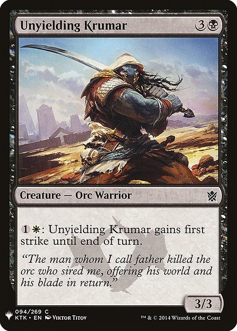 Unyielding Krumar highlighted card art
