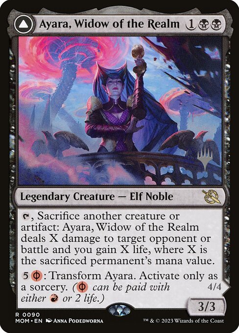 Ayara, Widow of the Realm // Ayara, Furnace Queen from March of the Machine Promos
