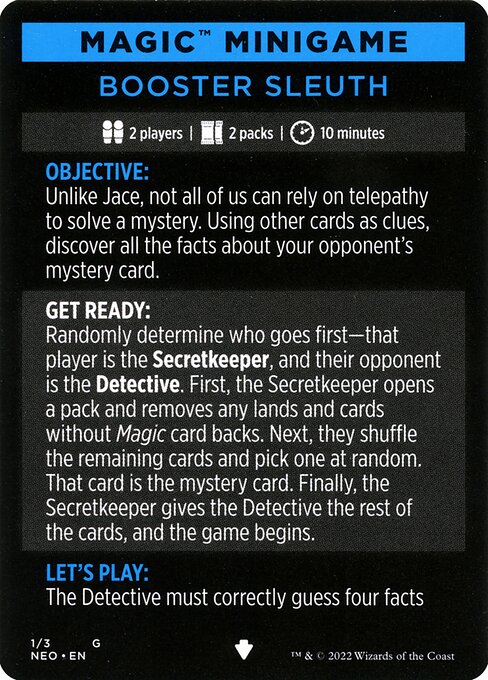 Booster Sleuth // Booster Sleuth (cont'd) from Kamigawa: Neon Dynasty Minigames