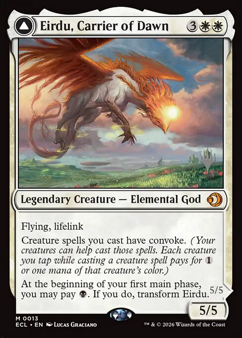 Eirdu, Carrier of Dawn // Isilu, Carrier of Twilight from Lorwyn Eclipsed Promos