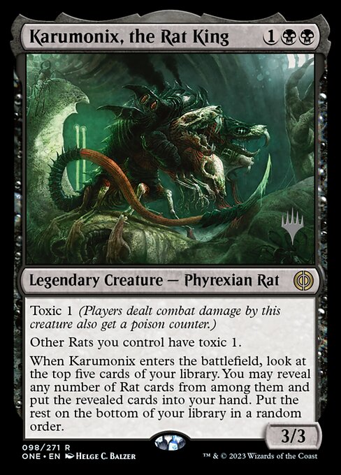 Karumonix, the Rat King from Phyrexia: All Will Be One Promos