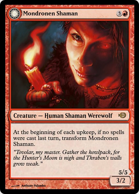 Mondronen Shaman // Tovolar's Magehunter highlighted card art