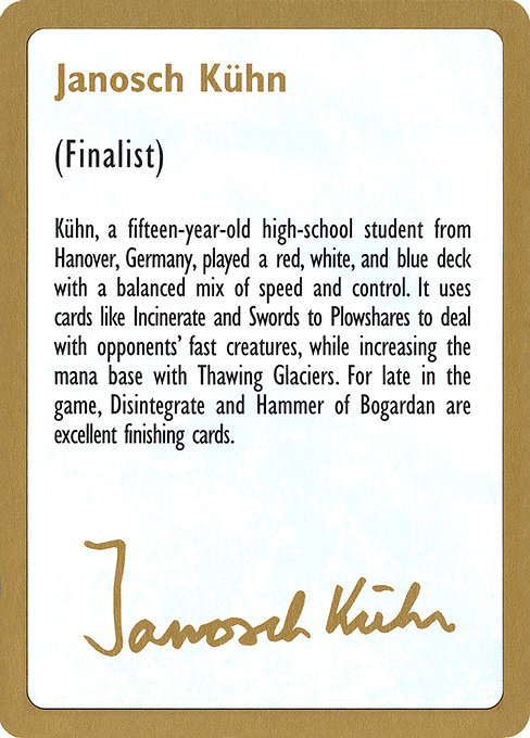 Janosch Kühn Bio (1997) highlighted card art