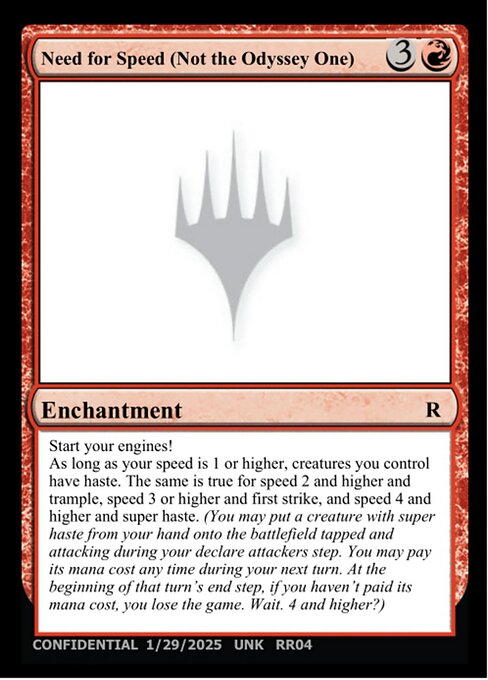 Need for Speed (Not the Odyssey One) highlighted card art