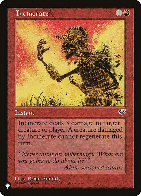 Incinerate highlighted card art