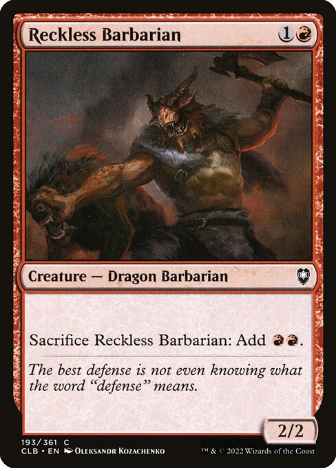 Reckless Barbarian from Commander Legends: Battle for Baldur's Gate