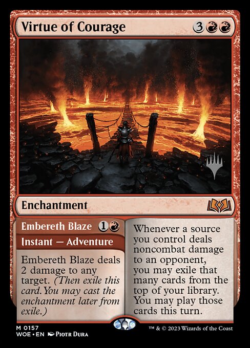 Virtue of Courage // Embereth Blaze from Wilds of Eldraine Promos