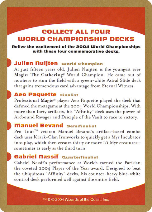2004 World Championships Ad highlighted card art