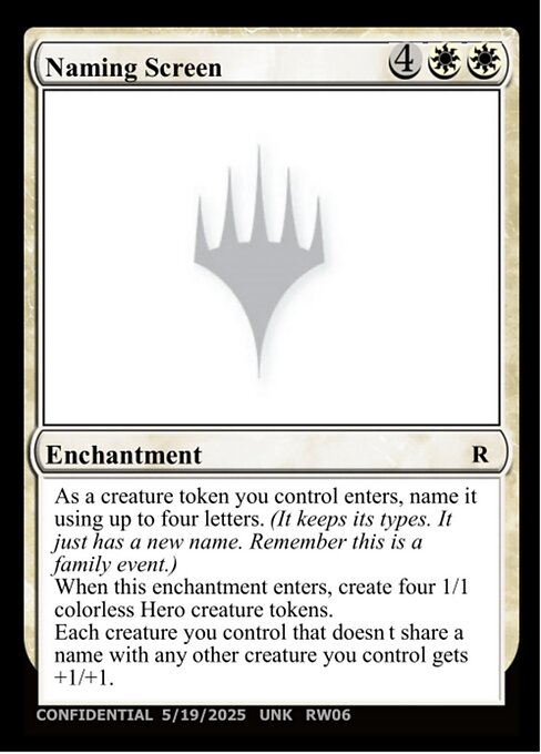 Naming Screen highlighted card art