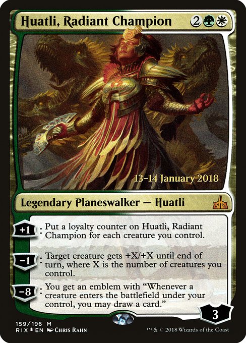 Huatli, Radiant Champion from Rivals of Ixalan Promos