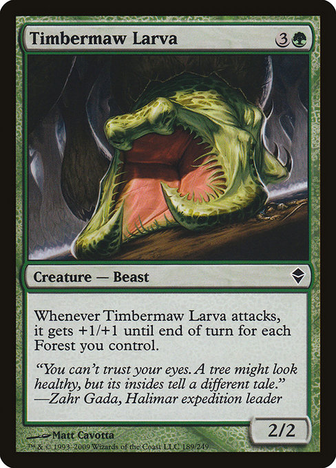 Timbermaw Larva highlighted card art