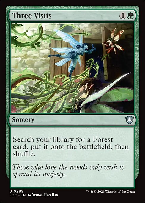 Three Visits highlighted card art